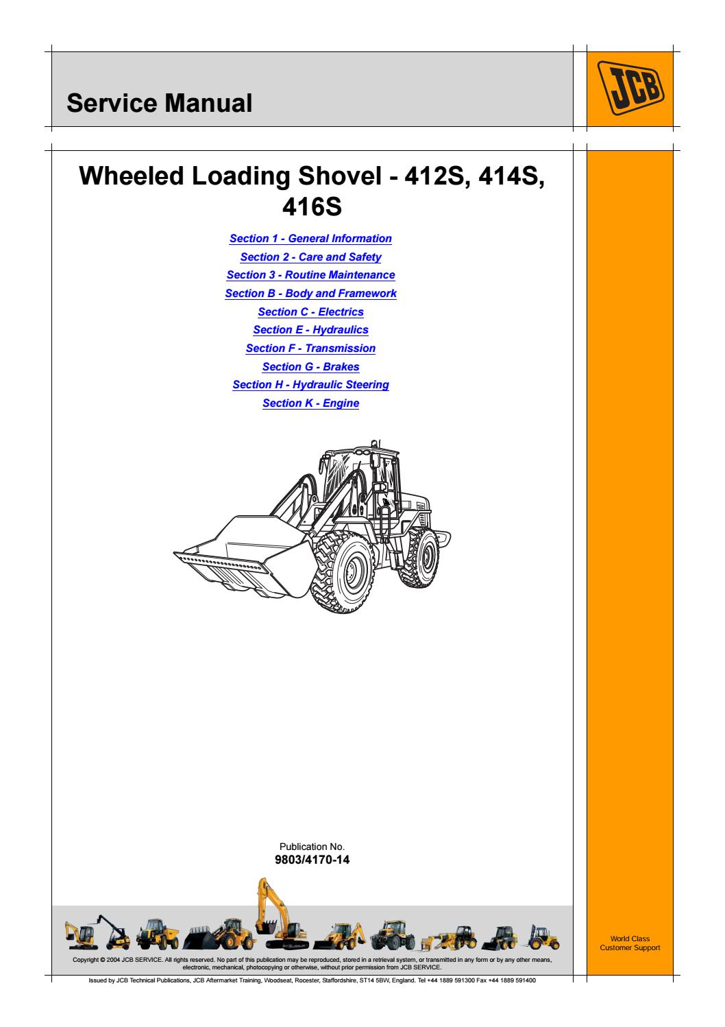 download JCB 416S Wheel Loader  8 able workshop manual