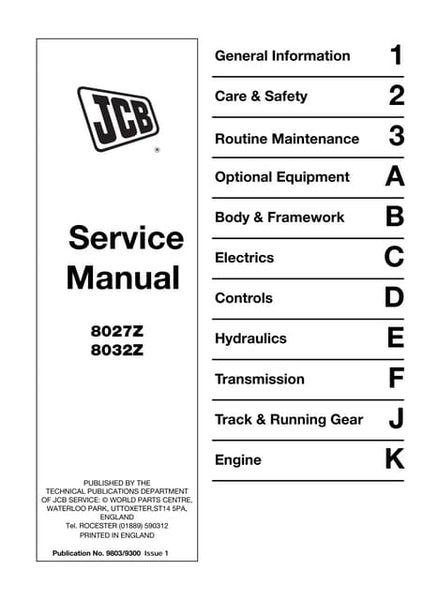 download JCB 8052 Midi Excavator able workshop manual