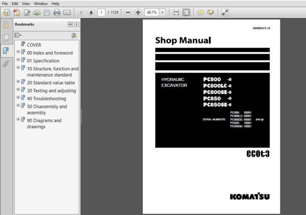 download Komatsu PC800 8 PC800LC 8 PC800SE 8 PC850 8 PC850SE 8 Hydraulic Excavator able workshop manual