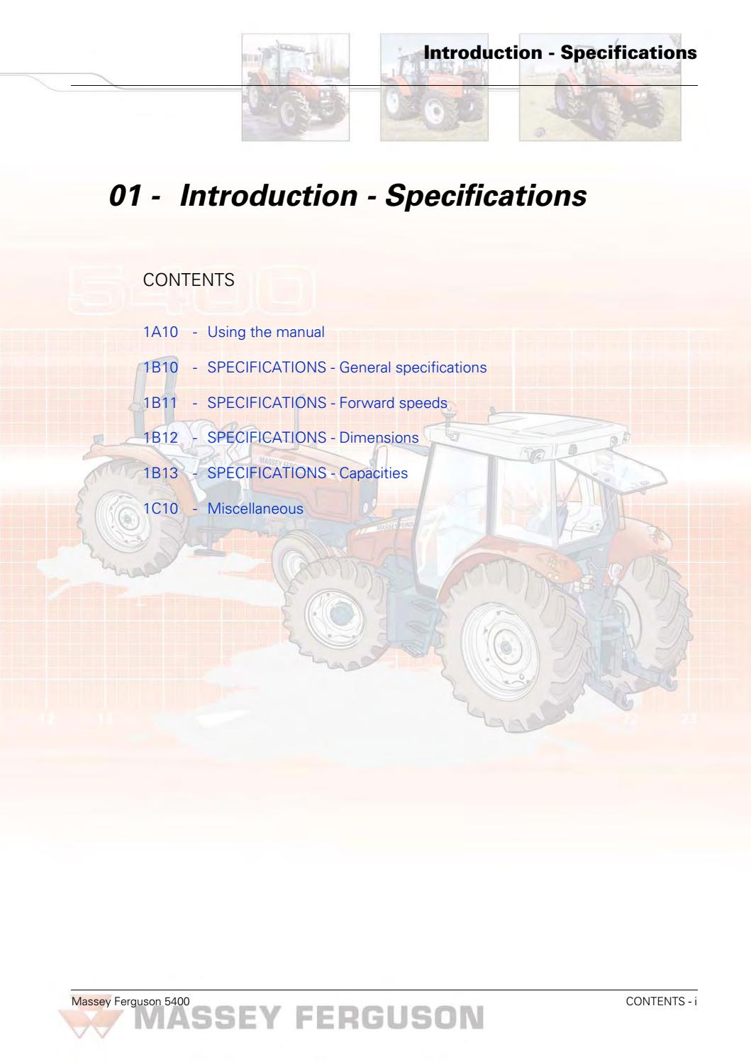 download Massey Ferguson MF 5400 Tractor Manuals workshop manual